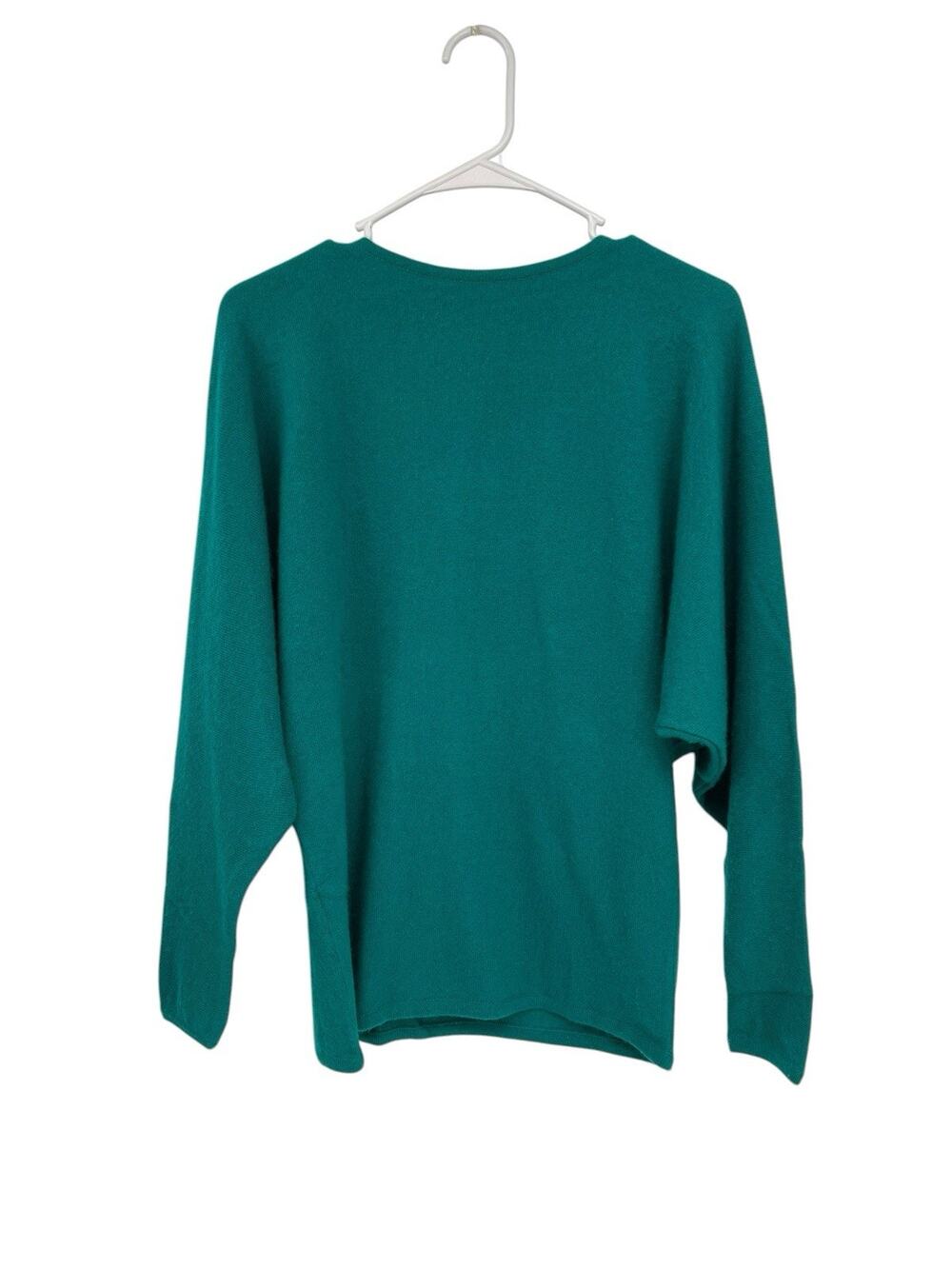 Vintage Shirin Cashmere Sweater Batwing Sleeve Green Scotland Size Small